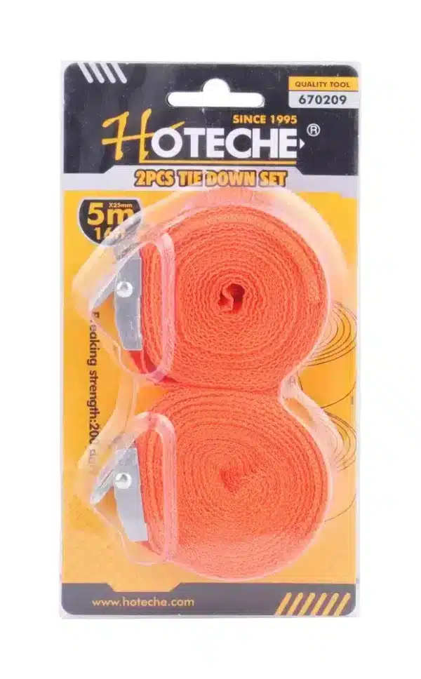 Popruh upínací s račňou 25 mm x 2,5 m / 2-dielna sada HOTECHE HT670208